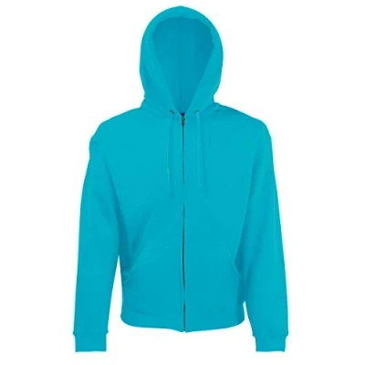 Image of Fruit of the Loom Men&#039;s Zip Front Classic Hooded Jacket, Blue (Azure), L UK