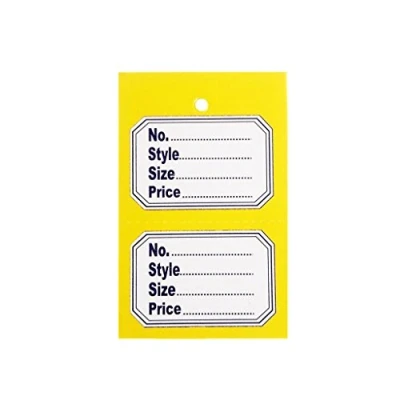 Image of 1000 UNSTRUNG Yellow Perforated Clothes/Garment Reference Stock Ticket/Tags/Labels D