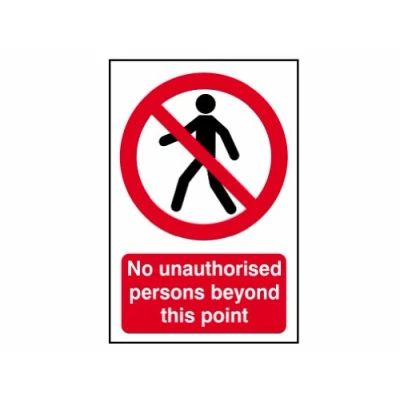 Image of Scan SCA4053 Self adhesive PVC sign No unauthorised persons beyond this point 400 x 600mm