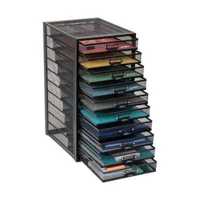 Image of Mind Reader Metal Mesh, 10.75&quot; L x 14&quot; W 21.25&quot; H, Black, 10 Drawers