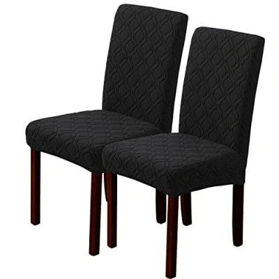 Image of LANSHENG Dining Chair Covers, Stretch Covers for Chairs, Removable Washable Seat Slipcovers Room, Kitchen (Set of 2, Black)