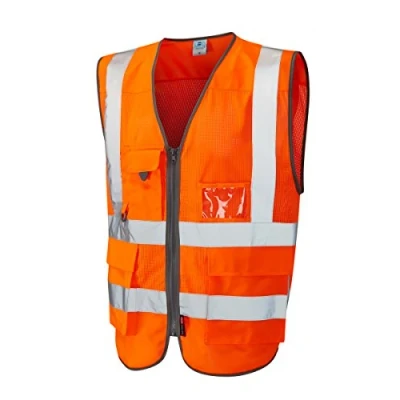 Image of Leo Workwear Cobbaton Hi Vis Orange AirFlow Mesh Polyester Coolviz Superior Waistcoat, Medium,