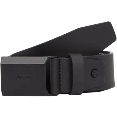 Image of Calvin Klein Beveled Belt, Men&#039;s, Size: 38, Ck black smooth