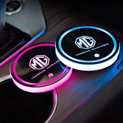 Image of LED Car Coasters 2pcs for Mg Zs Hs Gt 3 4 5 Mulan Marvel R,7 Colors Luminescent USB Charging Lights Interior Atmosphere Logo Drink Cup Holder