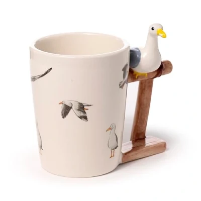 Image of Puckator Seagull Buoy Ceramic Shaped Handle Mug Funny Home Accessories Cute Gifts for Girlfriend Large Mugs Men Women Hot Drinks Cups Presents Secret Santa Gift Cup Set