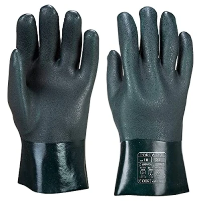Image of Portwest A827 Double Dipped PVC Gauntlet 27cm Green, X Large