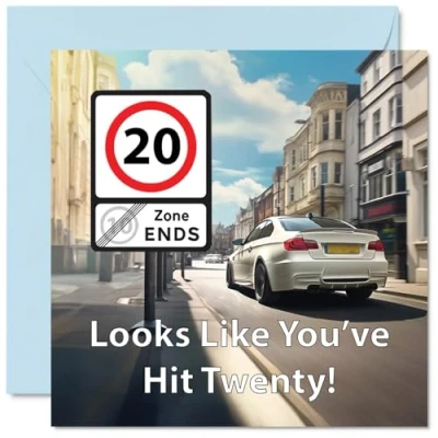 Image of Funny 20th Birthday Cards for Men Woman You&#039;ve Hit Twenty Happy Card Brother Sister Son Daughter Friend Colleague Uncle Auntie, 145mm x Joke Banter Bday Greeting
