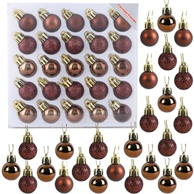 Image of Christmas Concepts® Pack of 25 25mm Mini Tree Baubles Shiny, Matte &amp; Glitter Decorated (Brown)