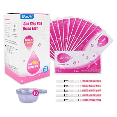 Image of Wondfo Pregnancy Test 25 Strips Early Detection Tests 10 MIU/ml Reliable and Fast Result with Urine Cups Fertility