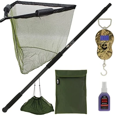 Image of 42&quot; Dual Net Float 2m Handle Screw Fix Weighing Sling with Digital Scale &amp; Fish Aid Spray Carp Fishing