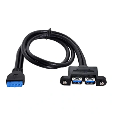 Image of chenyang Motherboard 19/20Pin 1 to 2 USB 3.0 Front Panel Cable 5Gbps 50cm with Mount Holes Screw