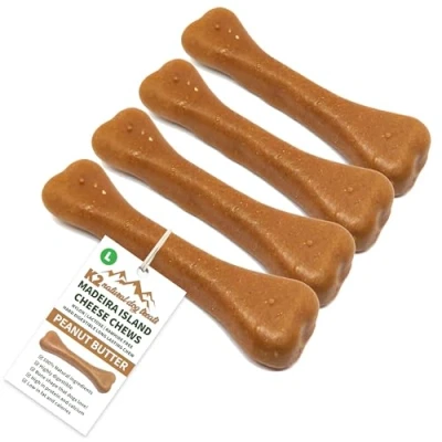 Image of Dog Treats K2 Madeira Island Cheese Chews 100% Natural and Long Lasting Peanut Butter Flavour (4, Large)