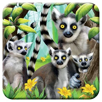 Image of 3D LiveLife Cork Coaster Ring Tailed Lemurs from Deluxebase. Lenticular Lemur Coaster. Non slip drinks mat with original artwork licensed renowned artist, Michael Searle