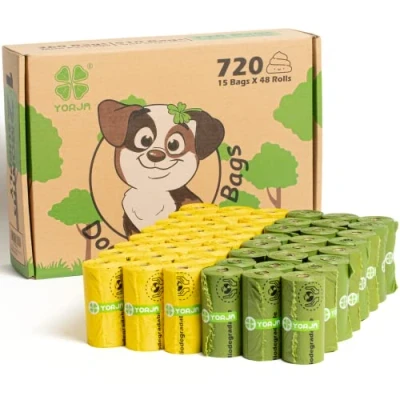 Image of YORJA Dog Poo Bags, 720 Pet Poop Extra Thick and Strong 100% Leak Proof Biodegradable Waste Bags