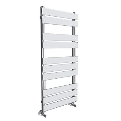 Image of Warmehaus Minimalist Bathroom Flat Panel Heated Towel Rail Radiator Rad Chrome 1000x450mm Modern Central Heating Space Saving Radiators Perfect for Bathrooms