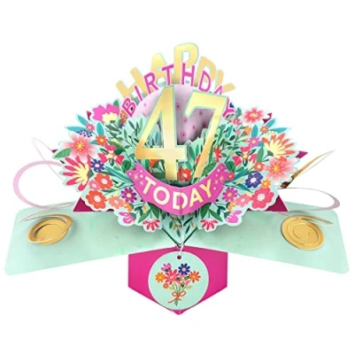 Image of Happy 47th Birthday 47 Today Pop Up Greeting Card Love Kate&#039;s Cards Her POP215MC47