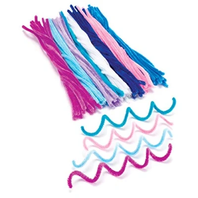 Image of Baker Ross AV615 Winter Pipe Cleaners Pack of 120, Value Creative Xmas Art Supplies, Assorted