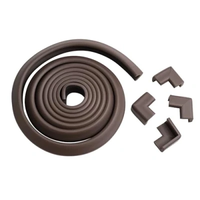 Image of Prince Lionheart Cushiony Table Edge Guard Soft &amp; Impact Absorbing Foam 12&#039;/3.65m roll 4 Corners 3M Tape Corner Protectors Cut To Fit Wipes Clean Easy Remove Brown