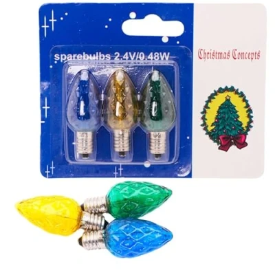 Image of Christmas Concepts® Pack of 3 Multi Coloured Screw in Tulip Spare Bulbs E10 2.4V 0.48W 0.2A Replacement