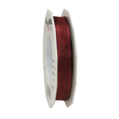 Image of C.E. Pattberg Präsent Marseille Wired Organza Ribbon Bordeaux 15 mm width, 25 m length