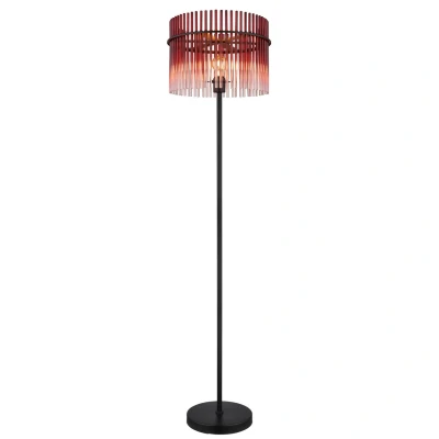 Image of Gorley Glass Floor Lamp Matt Black Blackberry Shade 1x E27