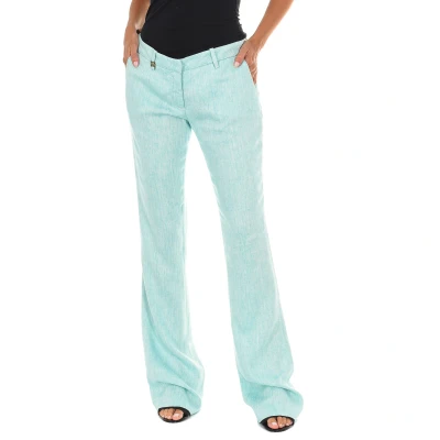 Image of Met Womens Long linen pants with flared bottoms 70DBF0490 L041 woman Green Lyocell Size 25 (Waist)