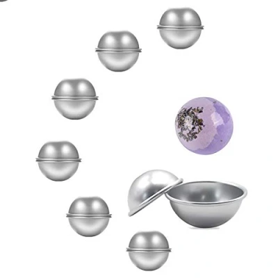 Image of Bath Bomb Mold DIY Metal Molds Set Homemade Round Sphere Fizzy Bombs (Silver, 3 Size 6 Pcs)