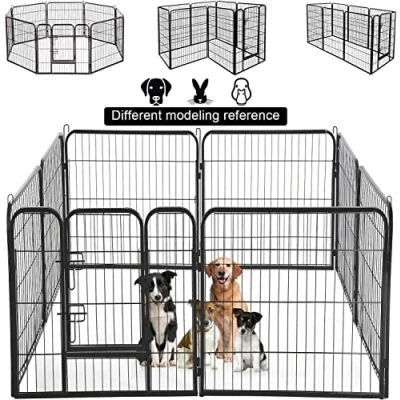 Image of UNDERDOG Extra Heavy Duty Puppy Play Pen 8 x Panel Playpen Indoor/Outdoor Dog/Puppy Whelping Pens (8 80x100cm), BLACK