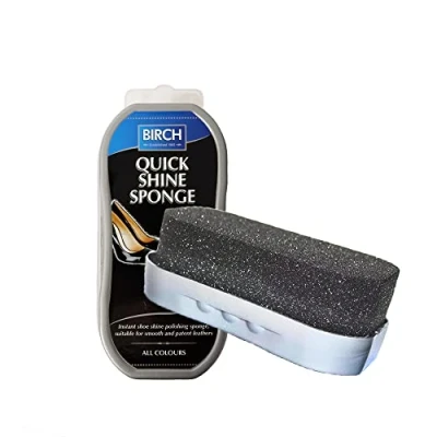 Image of Birch Quick Shine Sponge Neutral Clear Polish Gives Instant Gloss, for Leather Shoes Boots Bags, Perfect Express Any Colour
