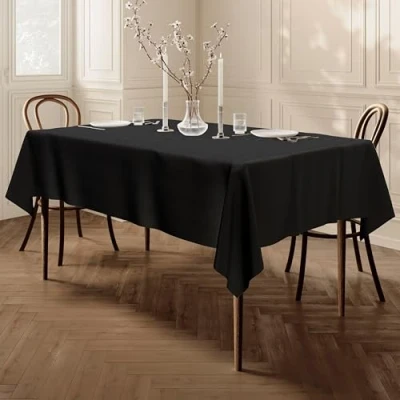 Image of Home Direct Large Rectangular Fabric Tablecloth 140x200cm 55&quot;x78&quot; Black