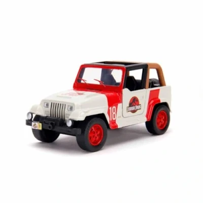 Image of Jada 253252019 HWR 1992 Jeep Jurassic Park/World Wrangler 1:32 Scale DIE CAST Replica in CDU, Multicoloured, One Size