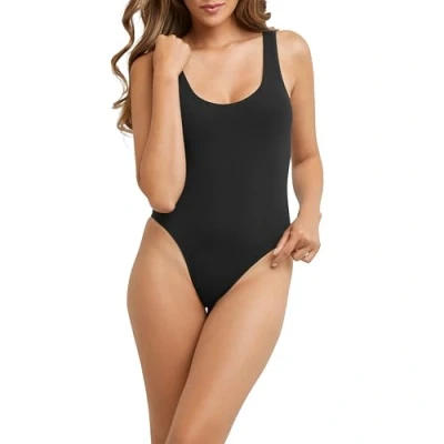 Image of Maidenform Women&#039;s M Smoothing Seamless Bodysuit, Built In Bra Shapewear With Scoop Neckline, Black, X Large