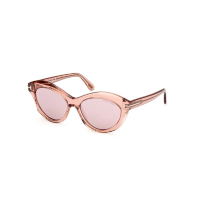 Image of Tom Ford TONI Sunglasses, Women&#039;s, Size: 55, Shiny pink/gradient mirror violet