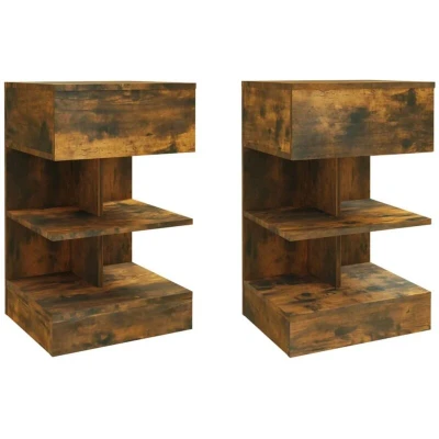 Image of vidaXL Bedside Cabinets 2 pcs Smoked Oak 40x35x65 cm Engineered Wood