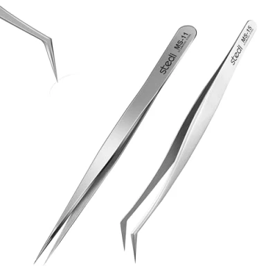 Image of Stedi Tweezers, Model Hobby Making Tweezers,Ultra Precision Premium Stainless Steel Tweezers for Gundam, Scale Military Model, 3D Resin Parts, 2PC