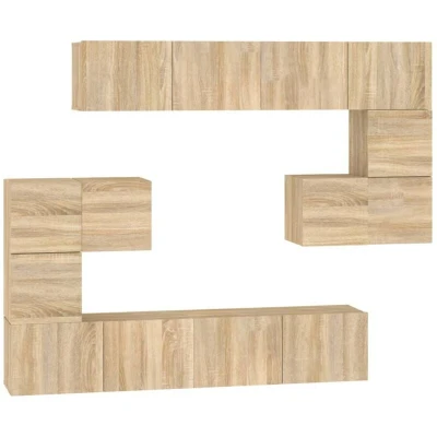Image of vidaXL Wall mounted TV Cabinet Sonoma Oak Engineered Wood