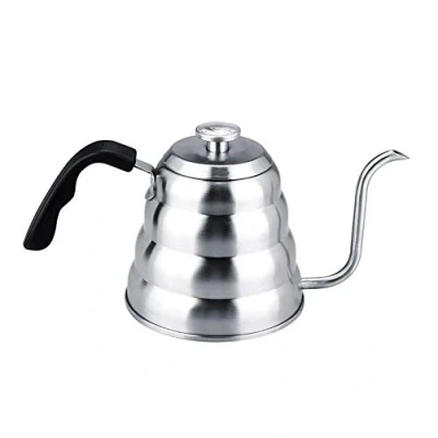 Image of 304 Stainless Steel Pour Over Coffee Pot Gooseneck Drip Kettle Teapot with Thermometer for Most Gas Electric Induction Stoves(1.2L)