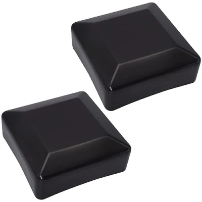Image of SKIR&#039;CO (2 pcs) Fence Post Caps, Square 70 x mm Black Plastic Caps for Posts, RAL 9005 Colour
