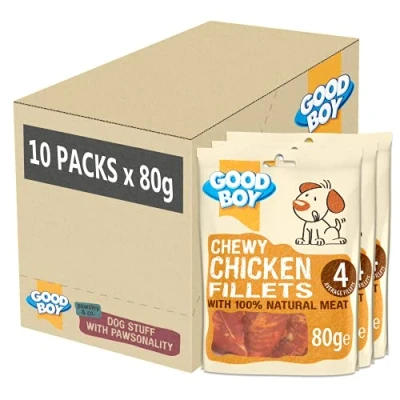 Image of Good Boy Chewy Chicken Fillets Dog Treats Made with 100% Natural Breast Meat 80 g ℮ Low Fat Case of 10