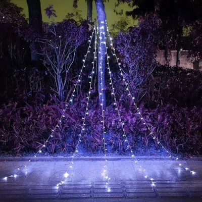 Image of Taylor &amp; Brown 3.6 Metre Bright White Cascading 300 LED Waterfall Lights Xmas Christmas Window Curtain Icicle Fairy String with 6 Light Sequences