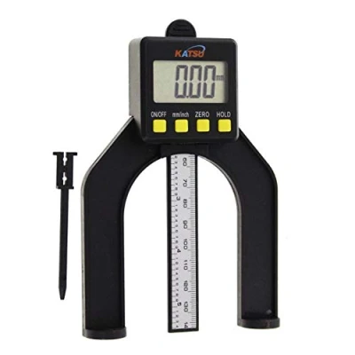 Image of KATSU Digital Depth Gauge 0 80mm Height Measuring Tool for Trimmer Router Woodworking Milling Cutter Table Saw Large Display Screen