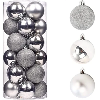 Image of 50mm/9Pcs Christmas Baubles Shatterproof Silver, Tree Decorations Ball Ornaments Balls Xmas Hanging Holiday Decor Shiny,Matte,Glitter