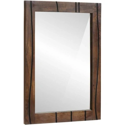 Image of vidaXL Bathroom Mirror, 50x70x3 cm, made from solid mango wood.