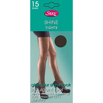 Image of Silky Super Shine tights barely black large 5&#039;6&quot; 5&#039;10&quot;, hip 42&quot; 48&quot;