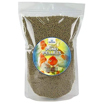 Image of SAKANA Pond Fish Pellets Premium Quality Aquatic Food Mixture Healthy and Nutritious Daily Feed for Ornamental Cold Water Aquarium Easily Digestible &amp; Great Source of Vitamins (250g)