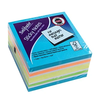 Image of Snopake 76 x mm Blue Rainbow NeonMix Sticky Notes [Cube of 450 Sheets] 15847