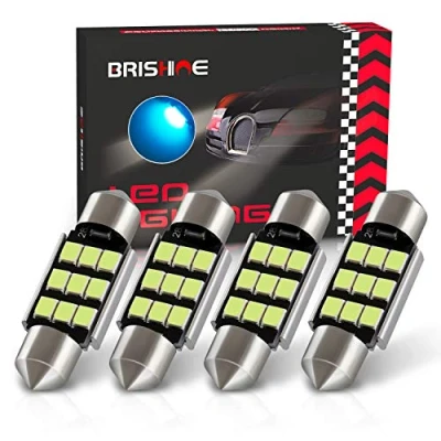 Image of BRISHINE 6418 LED Bulbs, Super Bright Ice Blue 2835 Chipsets Canbus Error Free 36MM 1.5 Festoon 6411 6461 DE3425 C5W Bulbs for Car Interior Dome Map Door Courtesy License Plate Lights(Pack of 4)