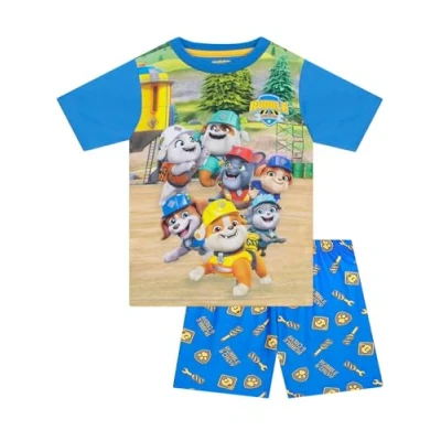 Image of Paw Patrol Pyjamas Rubble And Crew Boys Short Summer Pjs For Blue 2 3 Years