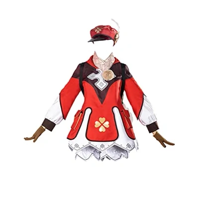 Image of Genshin Impact Klee Anime cosplay Costume Halloween party Dress Full Set with Hat Uniform (Large)
