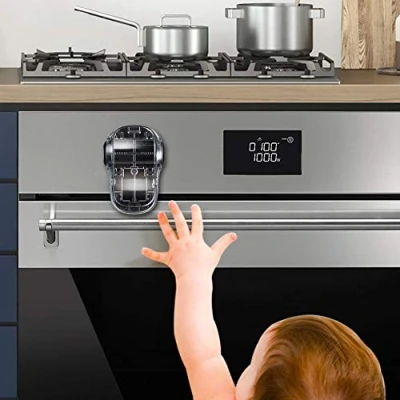 Image of EUDEMON Child Safety Heat Resistant Oven Door Lock, Front Lock for Kids Easy to Install, No Screws or Drill (Clear Black)